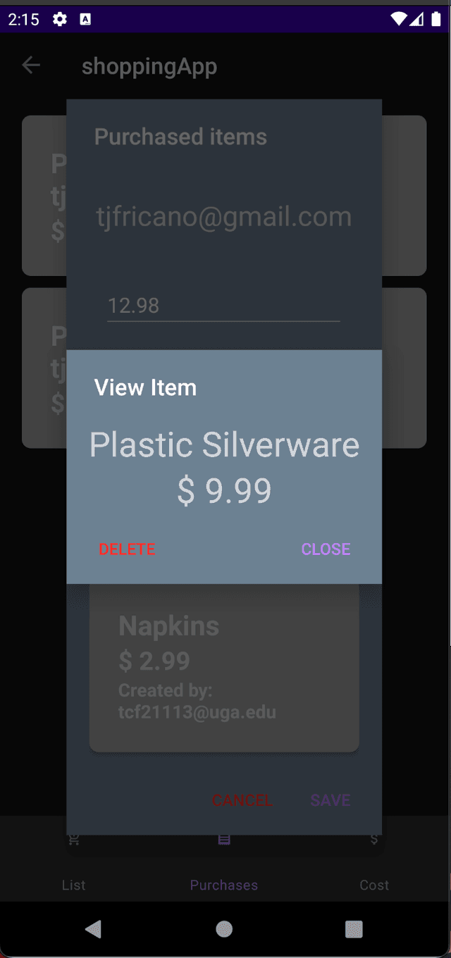 Roomate Shopping App